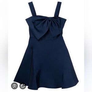 Rare Editions Navy Bow-Accent Formal Dress